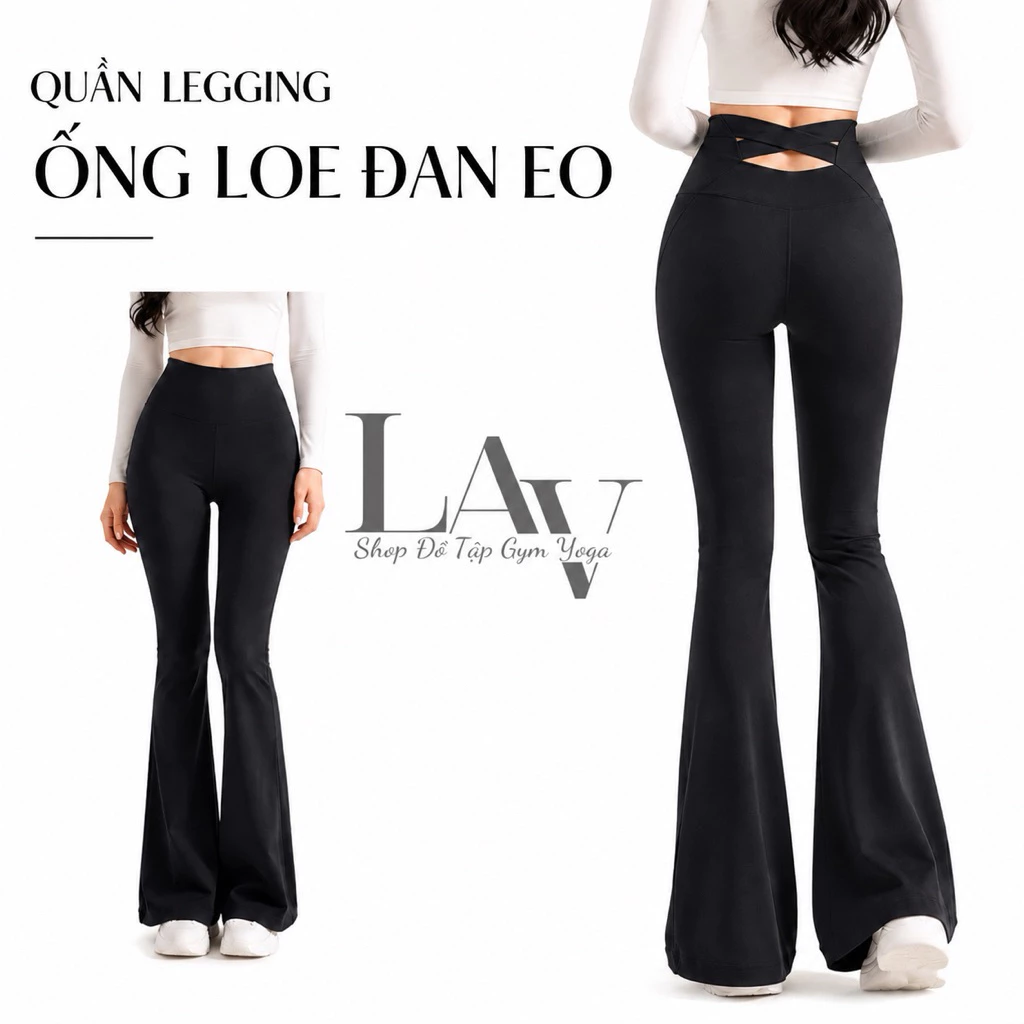 Quần legging ống loe tập yoga, thể thao cạp cao gen bụng nâng mông chất thun lạnh lulu - LAV Activewear/K3527