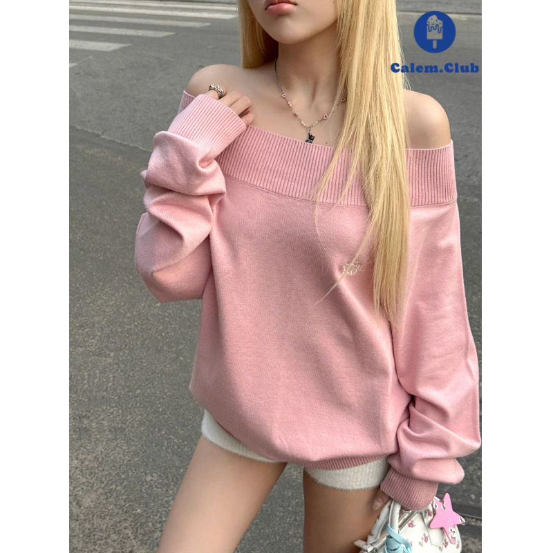 Calem.Club - Áo len trễ vai Fallen Shoulder Knit Top form rộng tay dài chất liệu len mịn premium phong cách thu đông