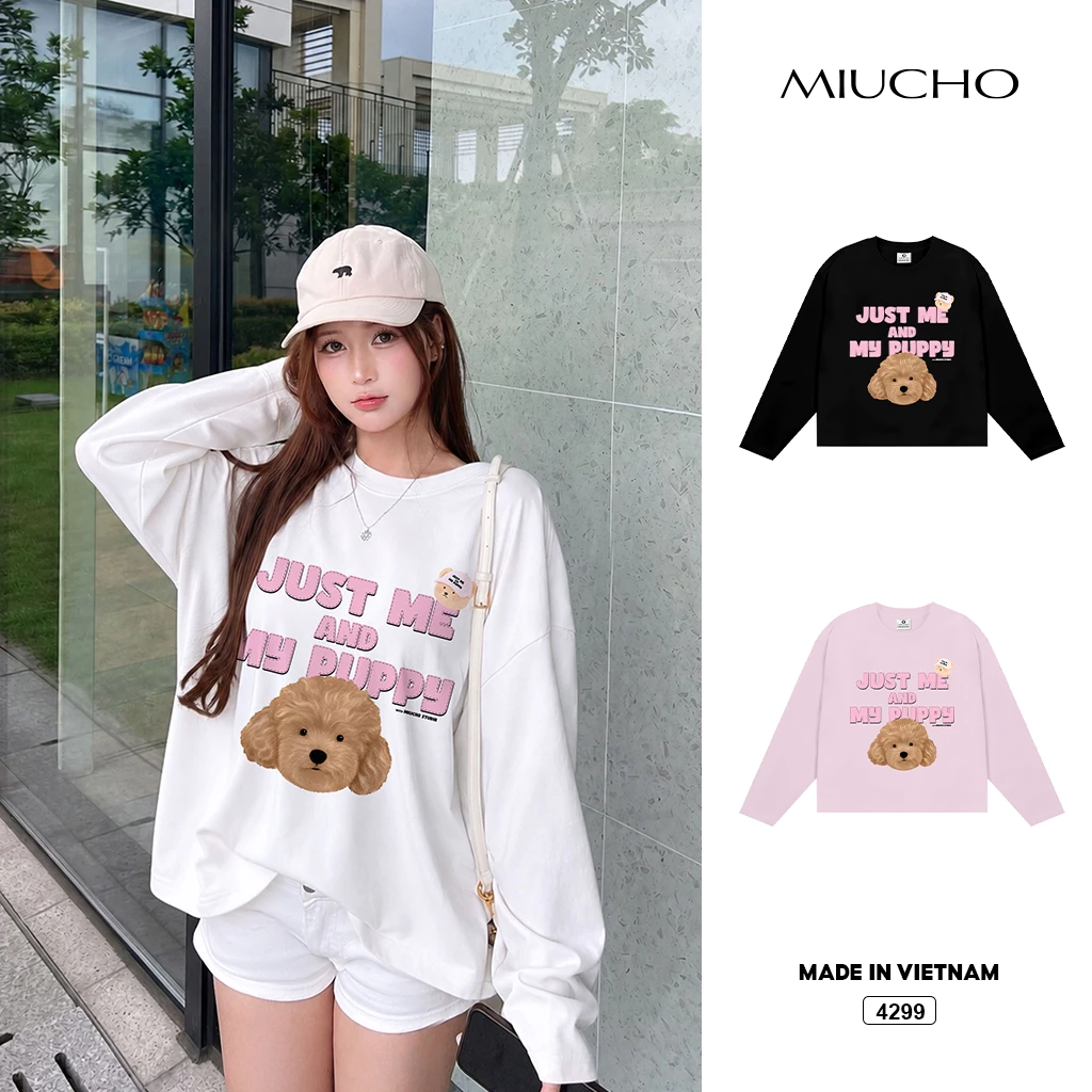 Áo thun tay dài form boxy BST sweet pet phong cách Hàn Quốc Miucho