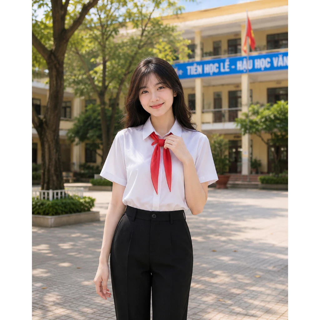 (Hot 2026)Áo Sơ Mi Học Sinh Trắng Xanh Nam Nữ, Đồng Phục Nhà Trường Tay Ngắn Tay Dài, Form Chuẩn Đẹp Đủ Size
