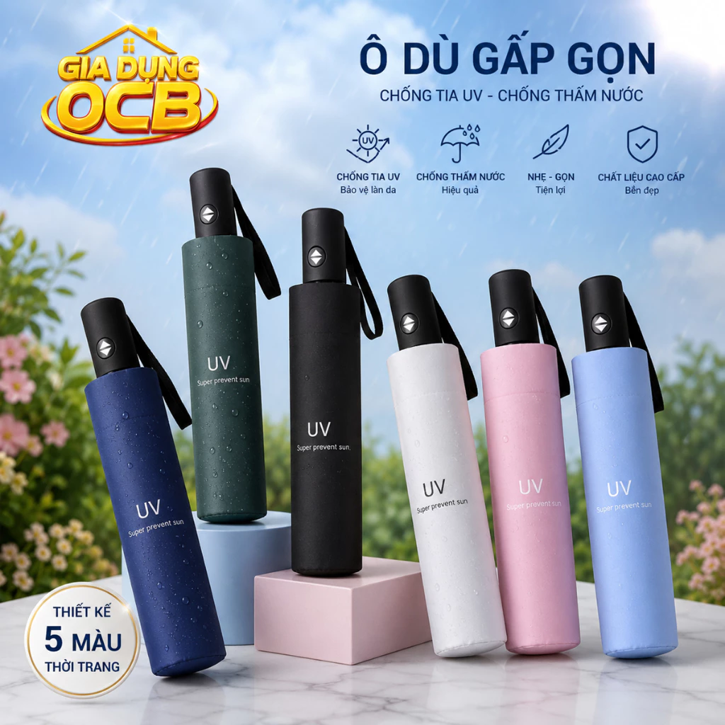 Ô Dù Che Mưa Nắng Nhật Bản,Ô Chống Tia UV, Ô Dù 8 Nan Cầm Tay Gấp Gọn Tiện Lợi Chính Hãng
