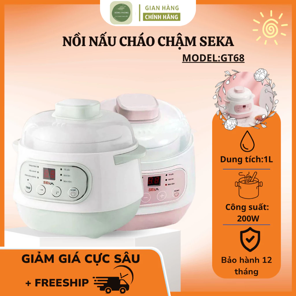 Nồi nấu cháo chậm cho bé Seka chính hãng, nồi đa năng thiết kế nhỏ gọn bổ sung dinh dưỡng hàng ngày - Shop Đông Phong