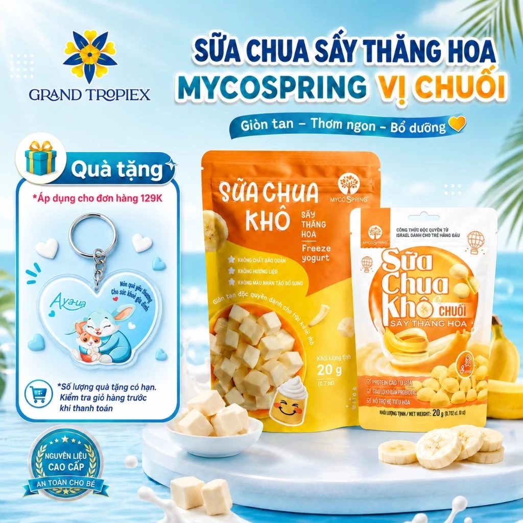 Sữa Chua Sấy Thăng Hoa MycoSpring Vị Chuối Cho Bé Ăn Dặm - Hỗ Trợ Tiêu Hóa (20g/40g)
