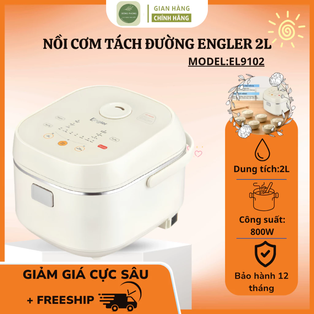 Nồi Cơm Điện Đa Năng Engler EL9102 Dung Tích 2L, Nhiều Chức Năng Dễ Dàng Sử Dụng - Đông Phong