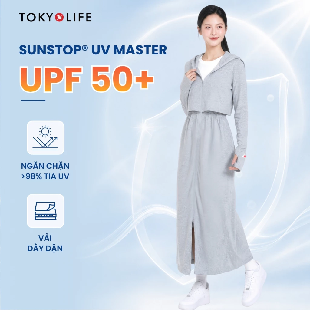 Áo Khoác Chống Nắng Chống Tia UV Nữ Dáng Dài Sunstop UV Master Thoáng Mát Dày Dặn 40005960 40000096 F9UVC011P -TOKYOLIFE