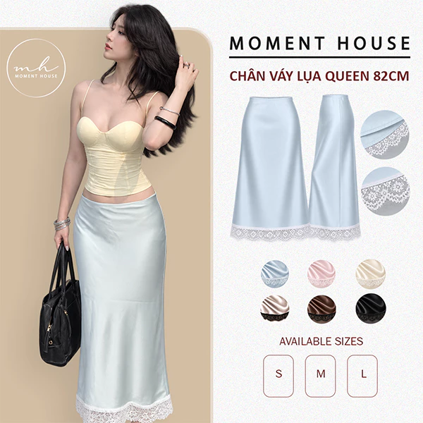 Chân váy suông lụa queen -( dáng dài 82cm)
