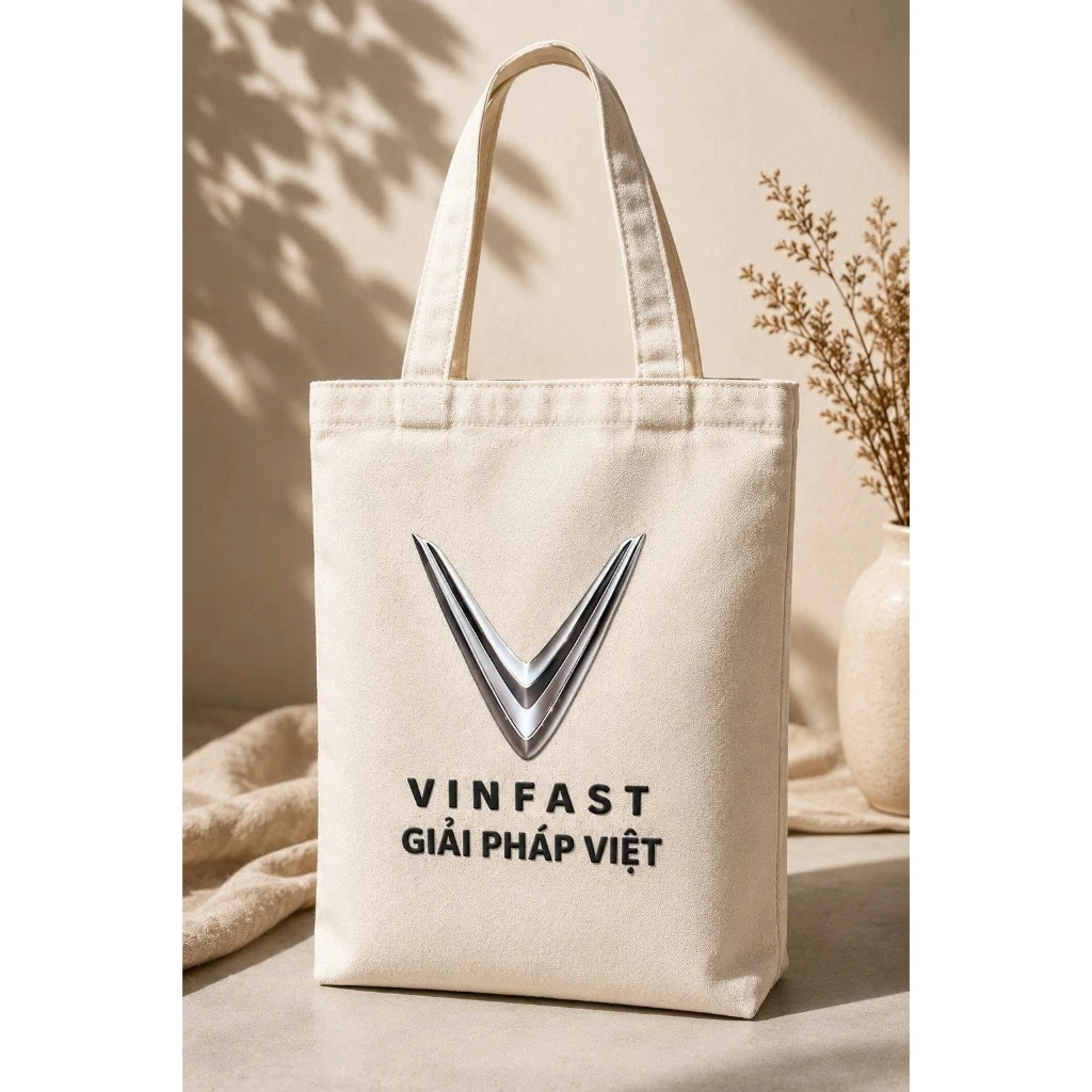 TÚI CANVAS VINFAST IN THEO YÊU CẦU – TÚI TOTE VẢI BỐ IN LOGO, IN HÌNH 1 MẶT 2 MẶT