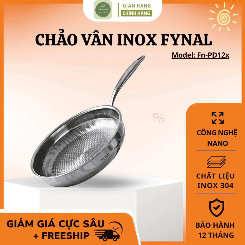 Chảo Vân Inox Fynal Thành Cao Hạn Chế Văng Dầu, Inox Dày Truyền Nhiệt Đều Khi Sử Dụng - Đông Phong