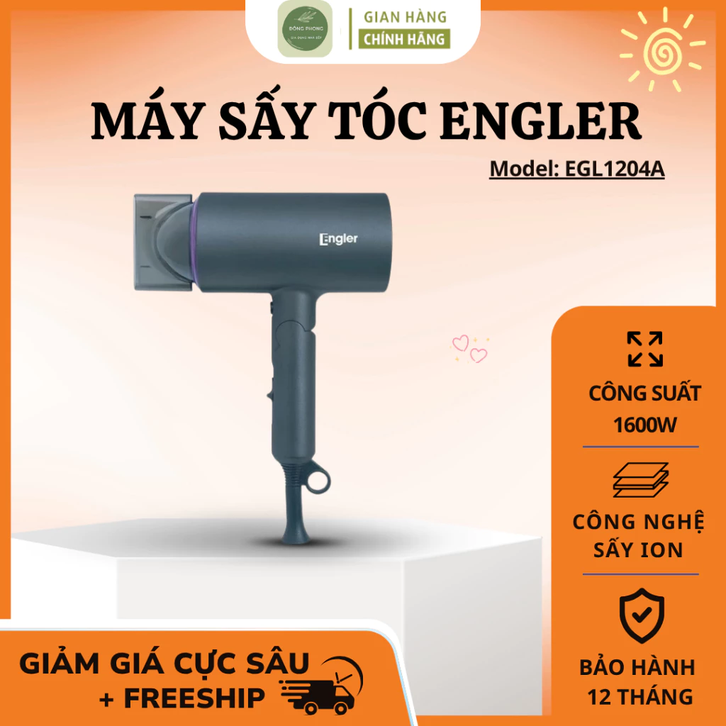 Máy Sấy Tóc Engler EGL1204A Công Nghê Sấy Nano Bảo Vệ Tóc, 2 Chế Độ Sấy Đa Năng Bảo Hành 12 Tháng - Shop Đông Phong