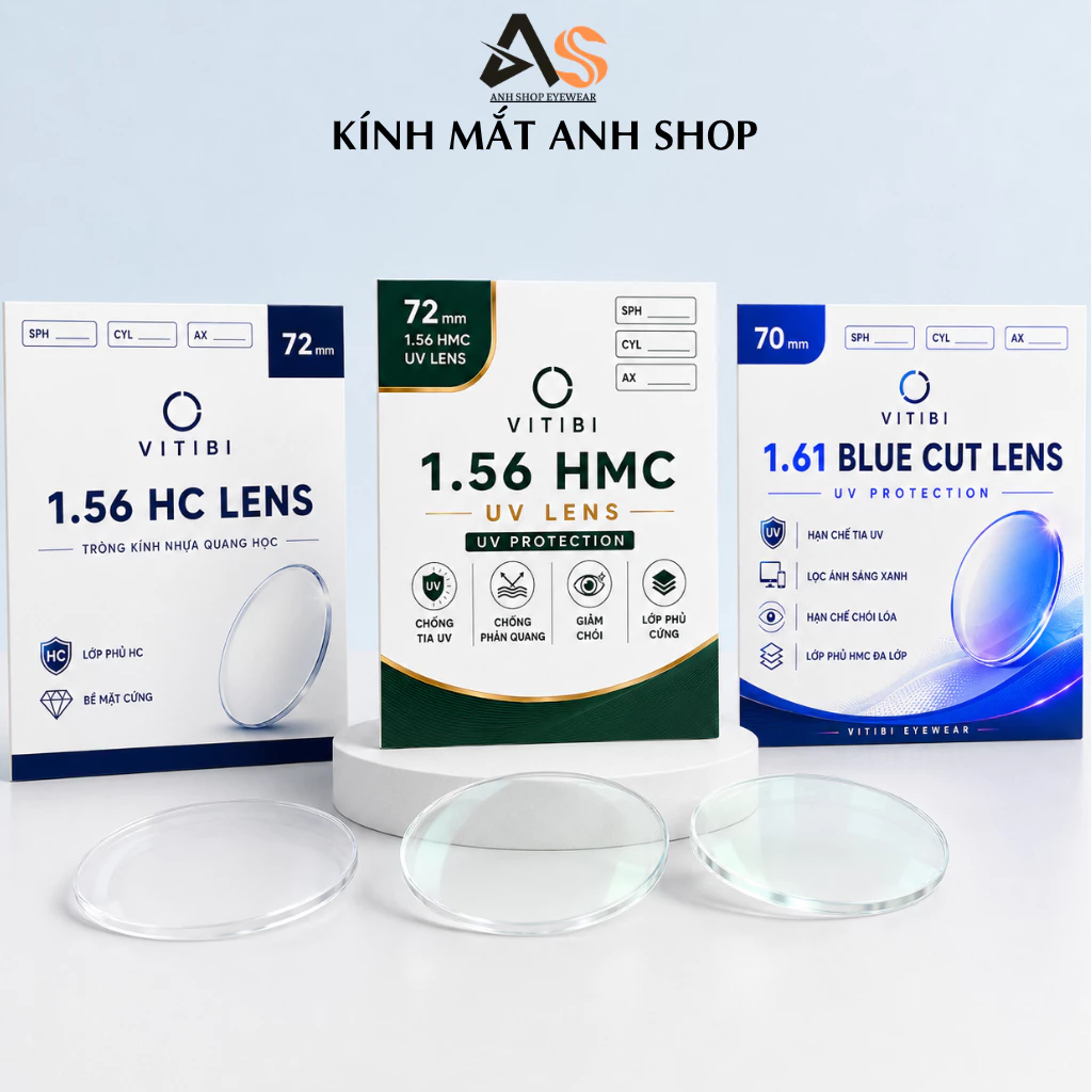 Tròng kính cận viễn loạn tròng kính tráng cứng, chống tia uv, chống ánh sáng xanh bảo vệ mắt ( 1 cặp)