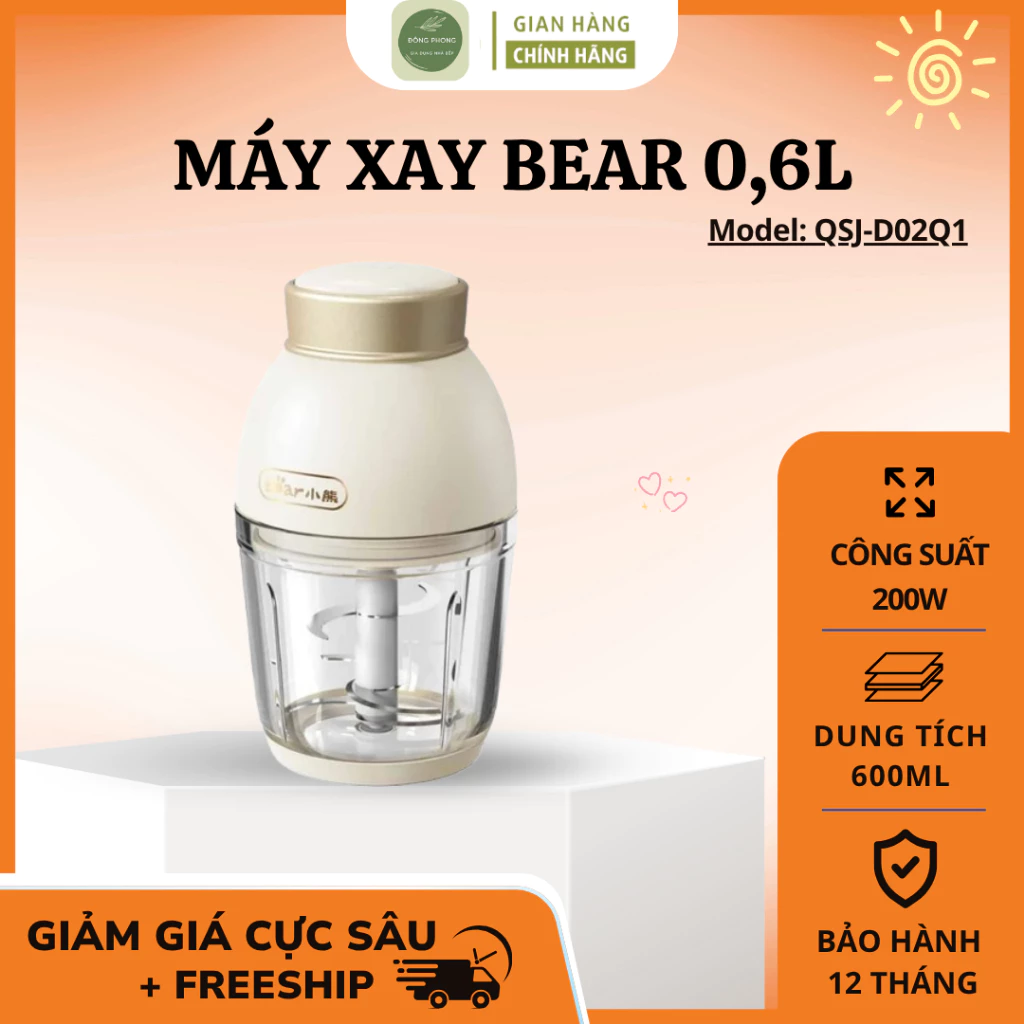 Máy xay Bear QSJ D021 0,6L Cối Xay Chắc Chắn Không Rung Lắc Khi Hoạt Động, Đảm Bảo An Toàn Khi Sử Dụng - Đông Phong