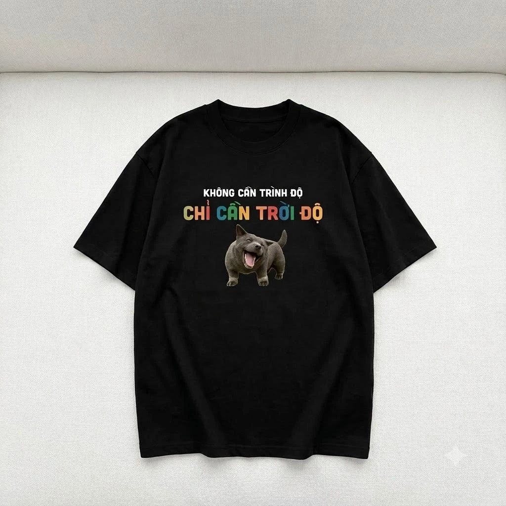 Áo thun nam nữ cộc tay in hình cute chất thun cotton dày dặn