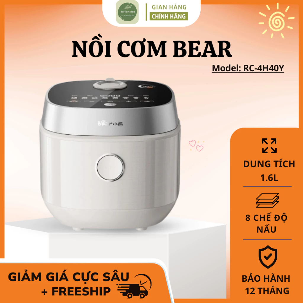 Nồi cơm Bear RC 4H40Y nồi cơm 1,5l Chống Dính Không Bám Cháy, Vệ Sinh Nhanh Gọn Dễ Dàng - Đông Phong