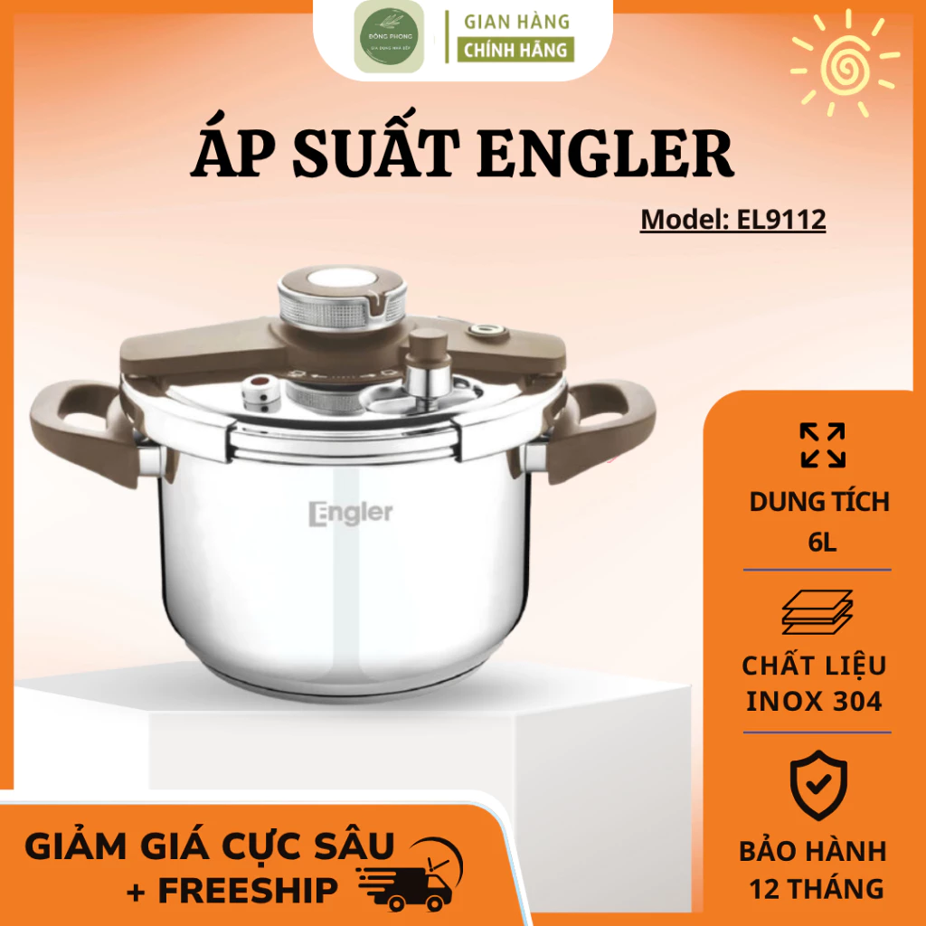 Nồi Áp Suất Engler EGL 922KT Dung Tích 6L Công Suất 1000W Lòng Nồi Chống Dính Cao Cấp , Giữ Trọn Dinh Dưỡng - Đông Phon