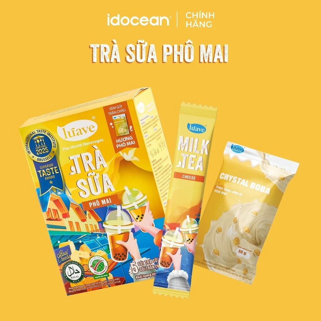 [Hộp 5 ly trà sữa trân châu Lúave vị phô mai] – chiết xuất từ lá trà tươi, đậm vị, thơm béo vị phô mai