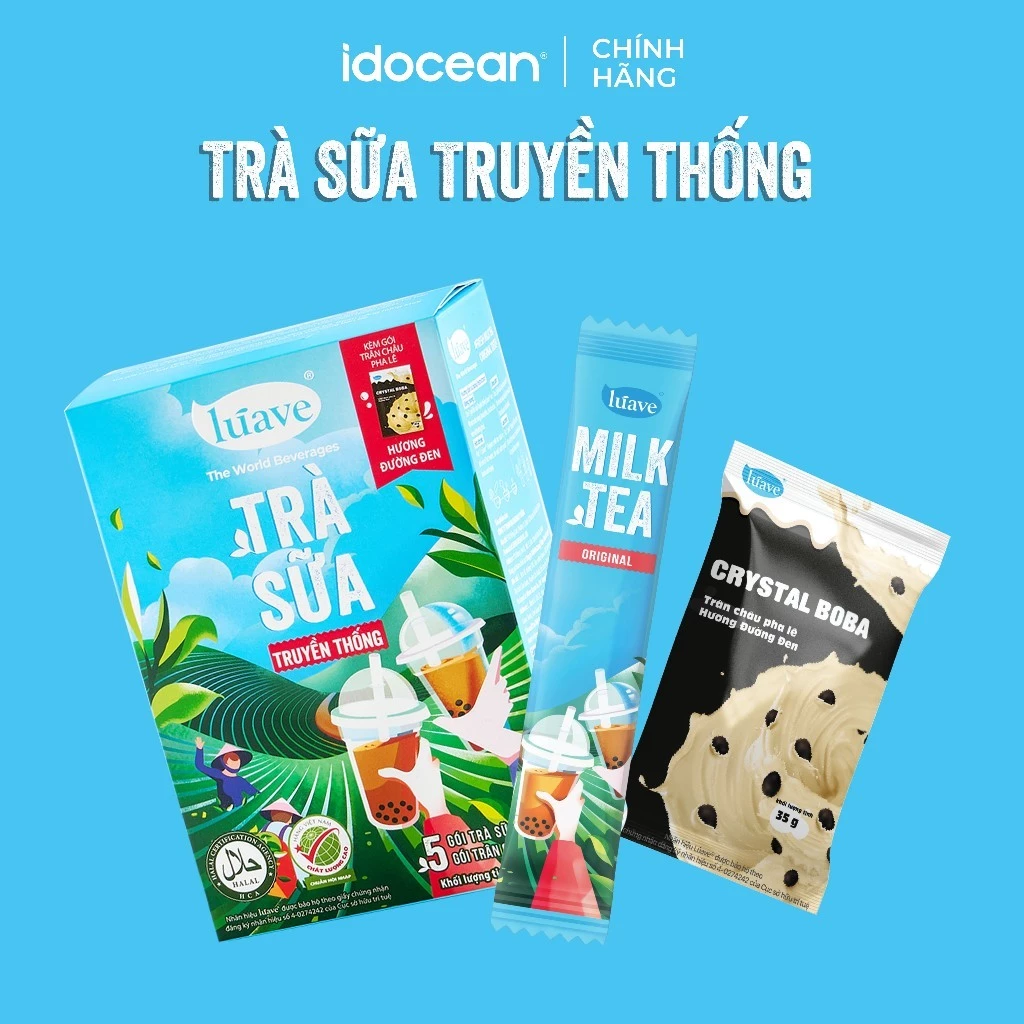 [Hộp 5 ly trà sữa trân châu Lúave vị truyền thống] – chiết xuất từ lá trà tươi, đậm vị trà, thơm béo