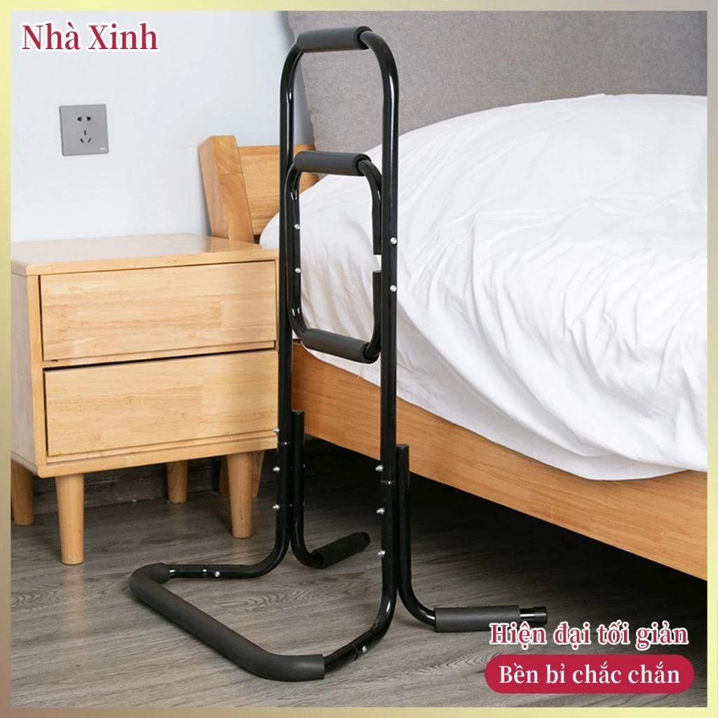 Tay Vịn Đứng Dậy Cạnh Giường 3 Cấp Độ Thép Carbon Chống Ngã Cho Người Già Bồn Cầu Sofa Chính Hãng