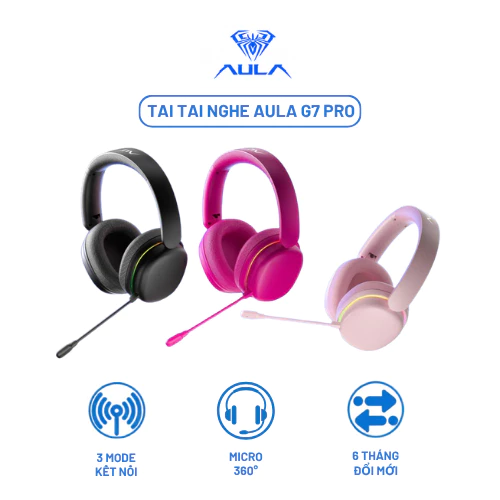 Tai Nghe AULA G7 Pro Chụp Tai Không Dây 3 Mode RGB Bluetooth 2.4G Type-C Đeo Êm