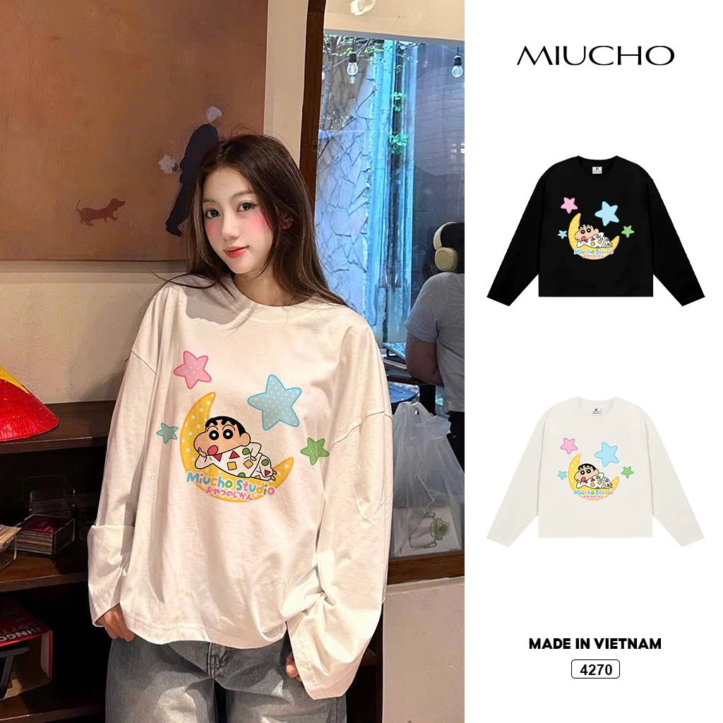 Áo thun tay dài form boxy BST cute cartoon Hàn Quốc Miucho