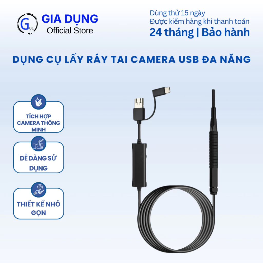 Ráy tai camera – Dụng cụ lấy ráy tai tích hợp camera mini, hỗ trợ quan sát tiện lợi