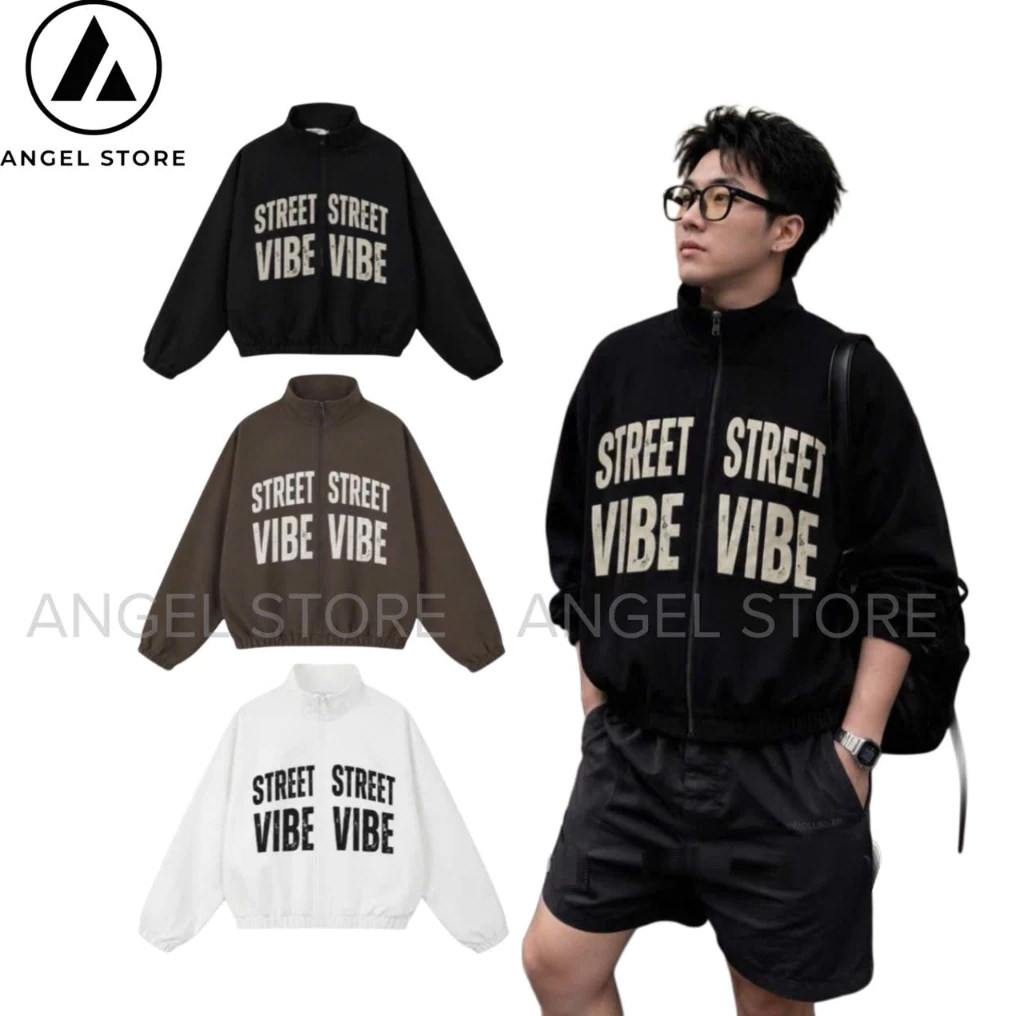 Áo khoác gió STREET VIBE chất liệu vải gió cao cấp, form Boxy  HALFZIP
