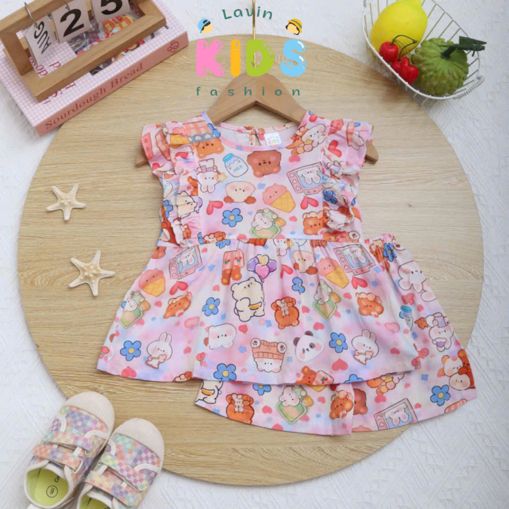 Bộ tole lanh tay cánh tiên bèo cho bé gái size 6-16kg- Lavin Kids
