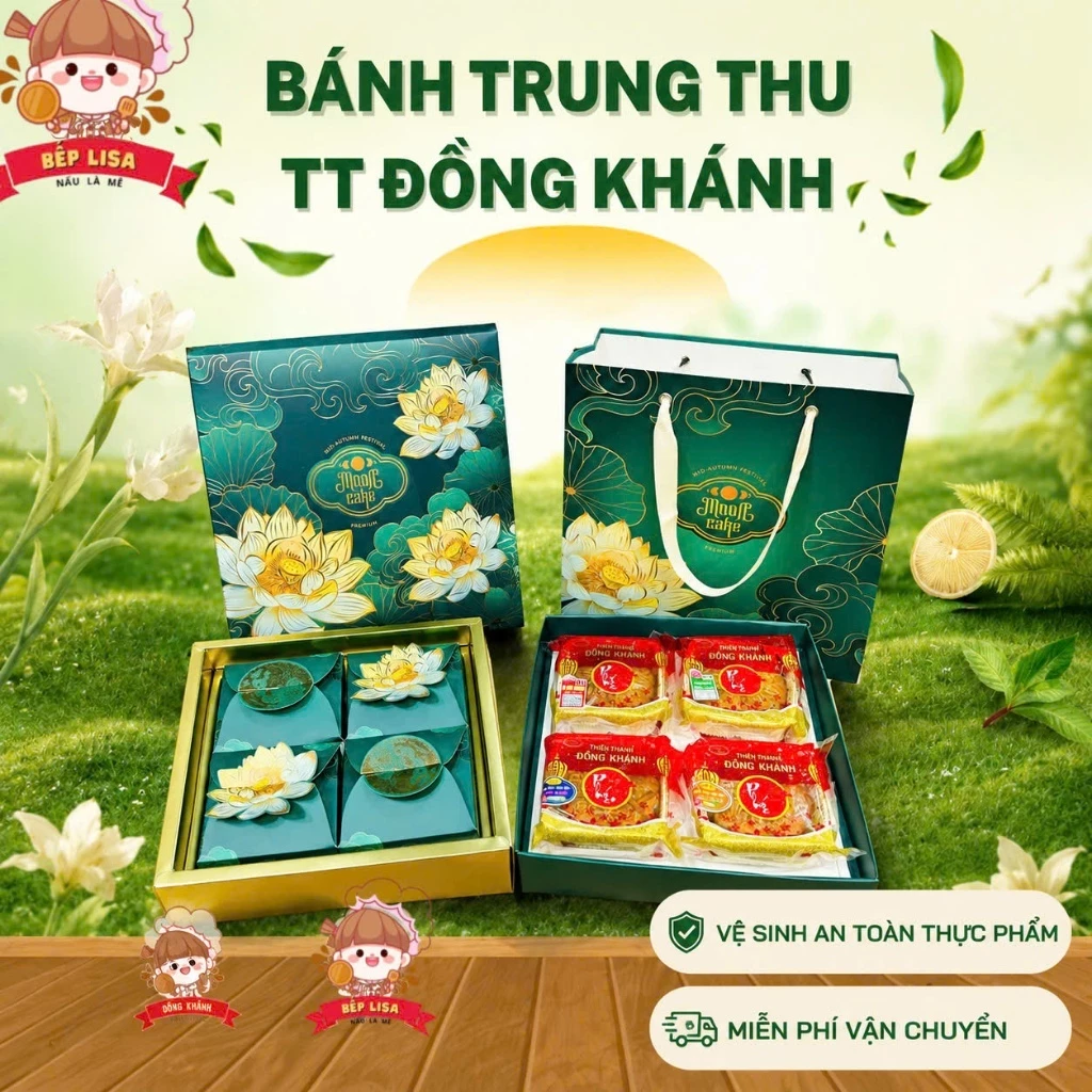 Bánh Trung Thu TT Đồng Khánh Nhân Thập Cẩm, Gà Quay, Xá Xíu, Đậu Xanh, Trà Xanh Đủ Vị Kèm Hộp 2B,4B