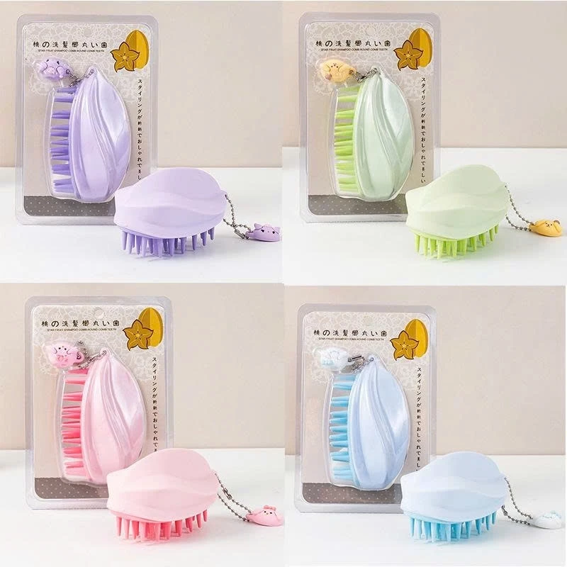 Lược gội đầu massage da đầu hình khế bằng silicon kiểu Nhật Bản