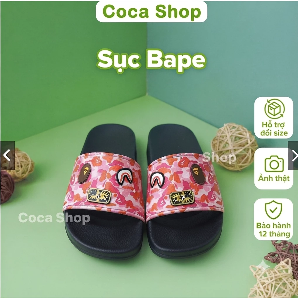 Dép Nam Quai Ngang Ba.Pe Full Logo In UV Siêu Đẹp - Dép Hè Nam In Khỉ Đủ Màu Hot Hit 2026