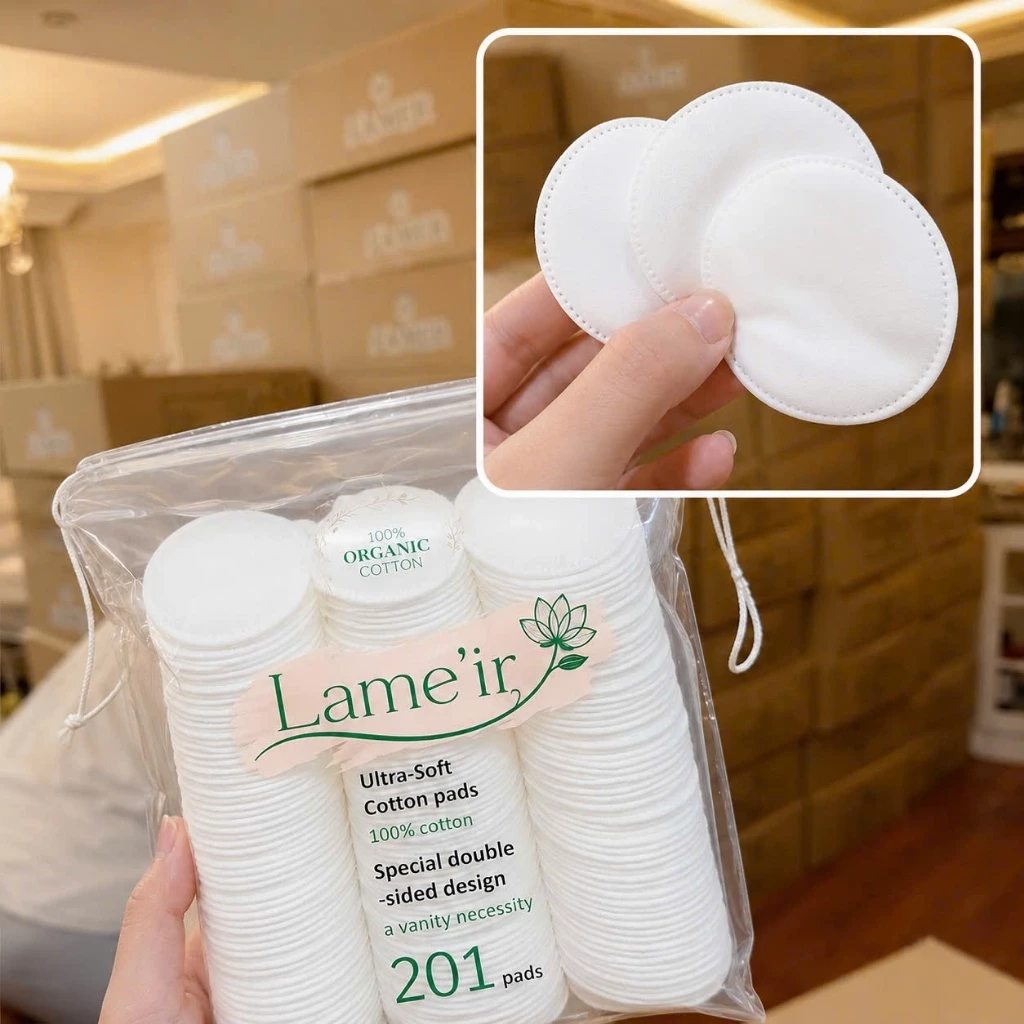 [ COMBO 02 BỊCH ] Bông Tẩy Trang Lame'ir 201 Miếng 100% Coton Tự Nhiên – Chăm Sóc Da Nhẹ Nhàng Tinh Tế