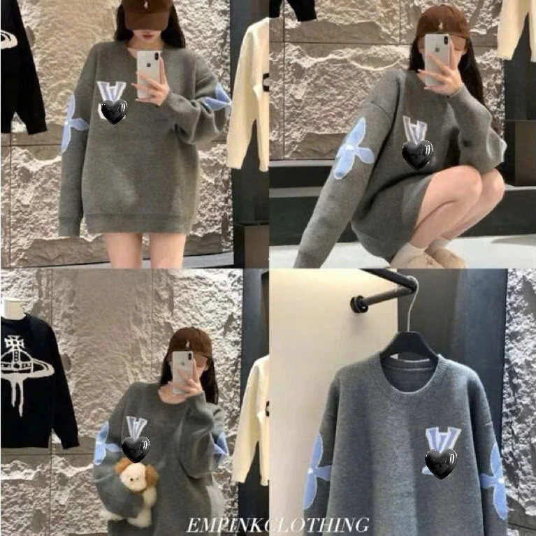 𝙃𝘼𝙉𝘼.𝘾𝙡𝙤𝙩𝙝// Áo Len Swter Nam Nữ Lệ Vi Họa Tiết Logo Ngực Hoa Tay, Chất len Lông Thỏ Hot trend New 2026