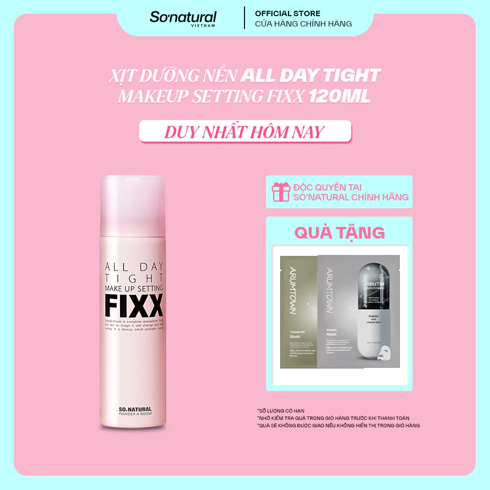 [SO NATURAL][120ml] Xịt Khóa Makeup, Hiệu Ứng Căng Bóng, Nền Mịn Lì Trên Da All Day Setting Fixx So Natural