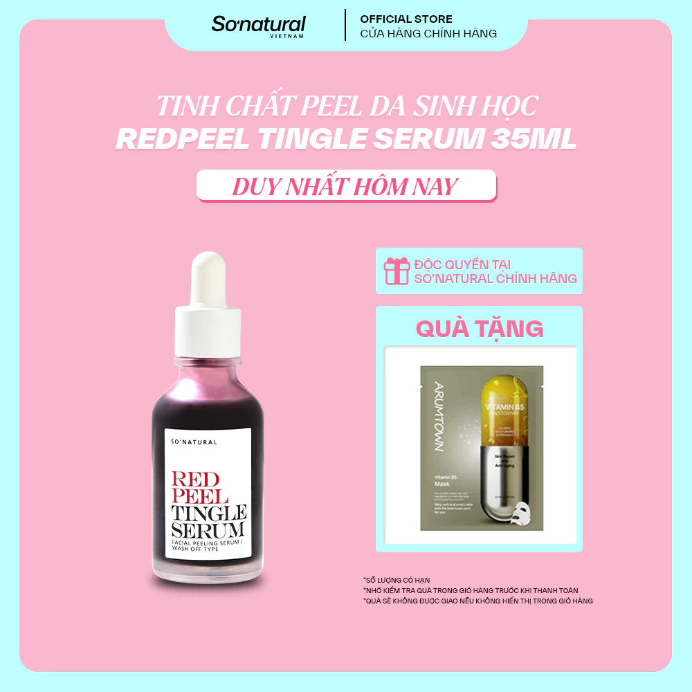 [35ML] Serum Tinh Chất Red Peel So Natural - Peel Da Lành Tính, Đào Thải Tế Bào Chết & Làm Sáng, Không Bong tr.ó.c