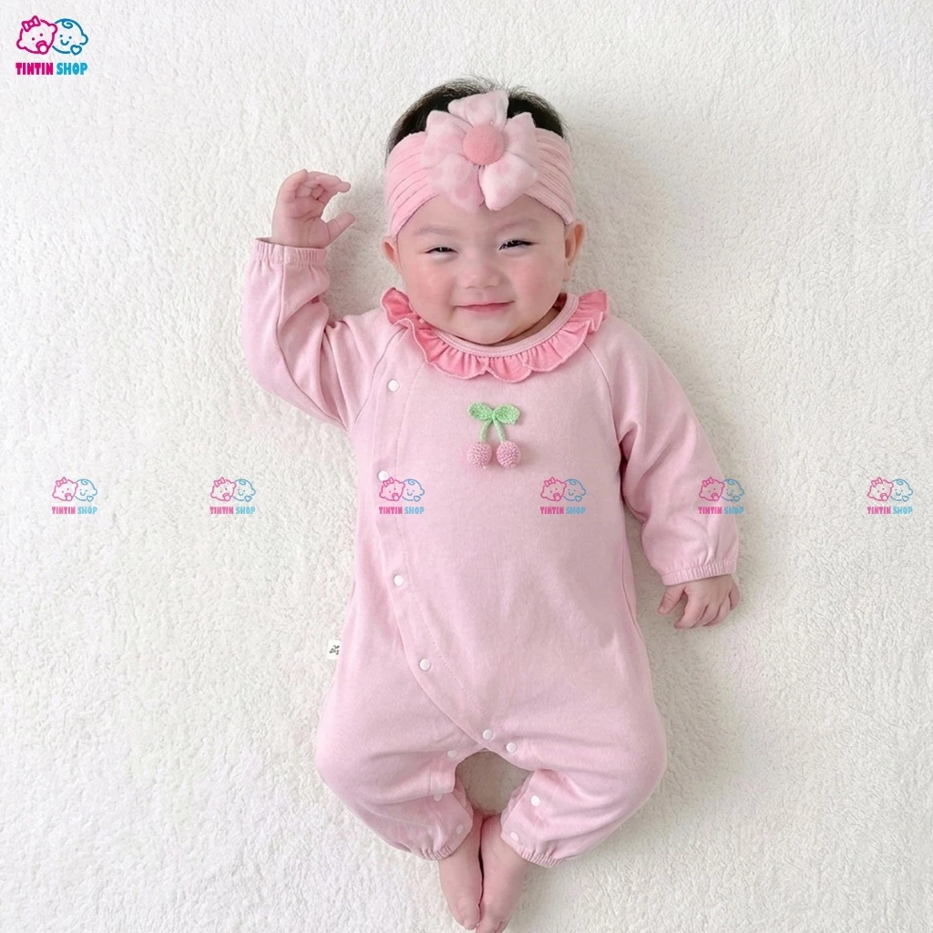 Bodysuit cho bé gái sơ sinh tới 11tháng Body dài tay thu đông bé gái Áo liền quần trẻ sơ sinh SLT192
