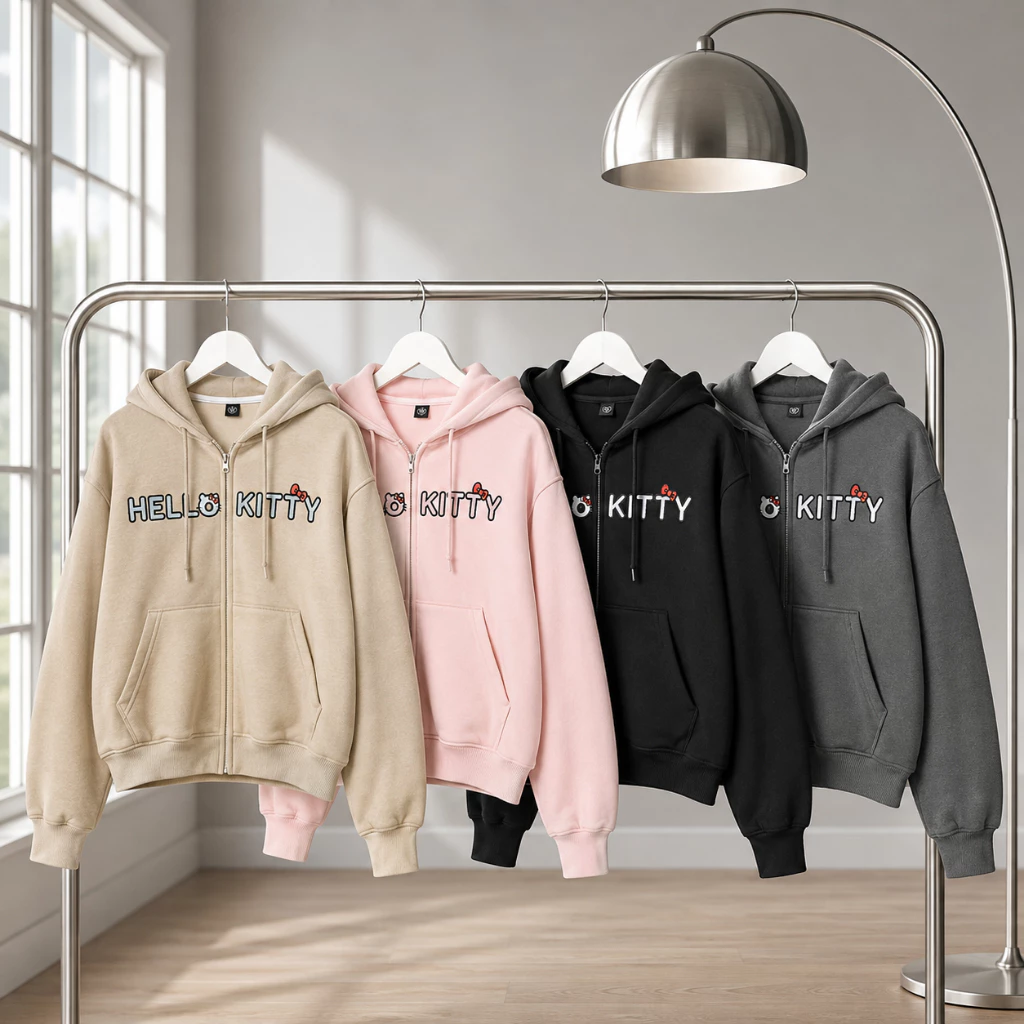 Áo Khoác Hoodie Zip Nam Nữ TOMANO Vải Nỉ Dày Tay Phồng Nón Rộng Form Unisex Chống Nắng - KNXK04