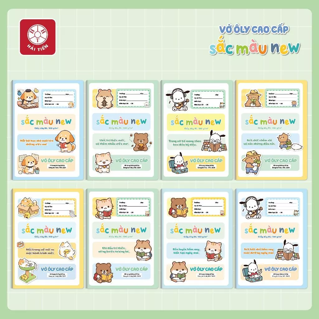 HẢI TIẾN Vở 4 ô ly Cao cấp - Sắc Màu New (48 trang, 80 trang)