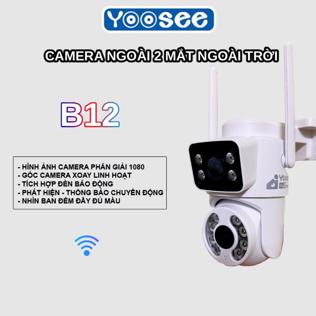 Camera ngoài trời 2 mắt b12 chống nước, phát hiện và cảnh báo chuyển động