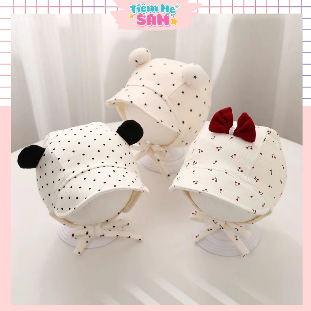 Mũ Trùm Đầu Bé 3-12 Tháng Che Tai Chống Gió, Mũ Sơ Sinh Dễ Thương (MUG85)