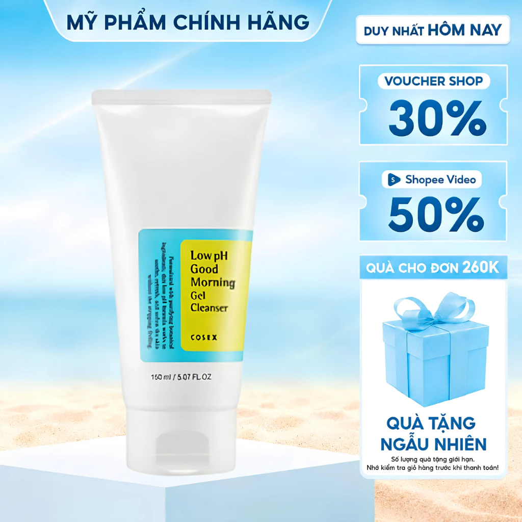Sữa Rửa Mặt COSRX Low pH Good Morning Gel Cleanser Tràm Trà BHA Làm Sạch Dịu Nhẹ 150ml