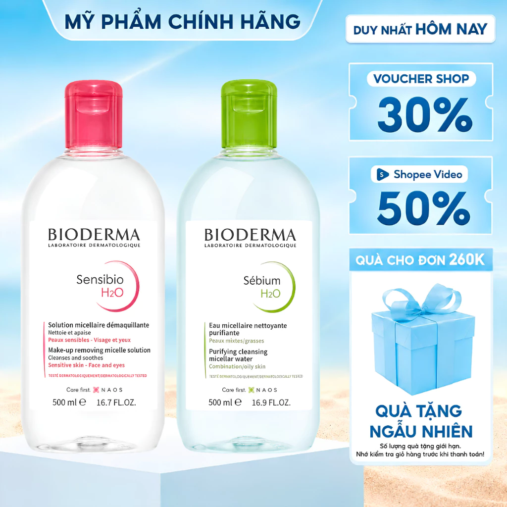 Nước Tẩy Trang Bioderma Sensibio H2O Micellar Làm Sạch Dịu Nhẹ Cho Da Nhạy Cảm 500ml