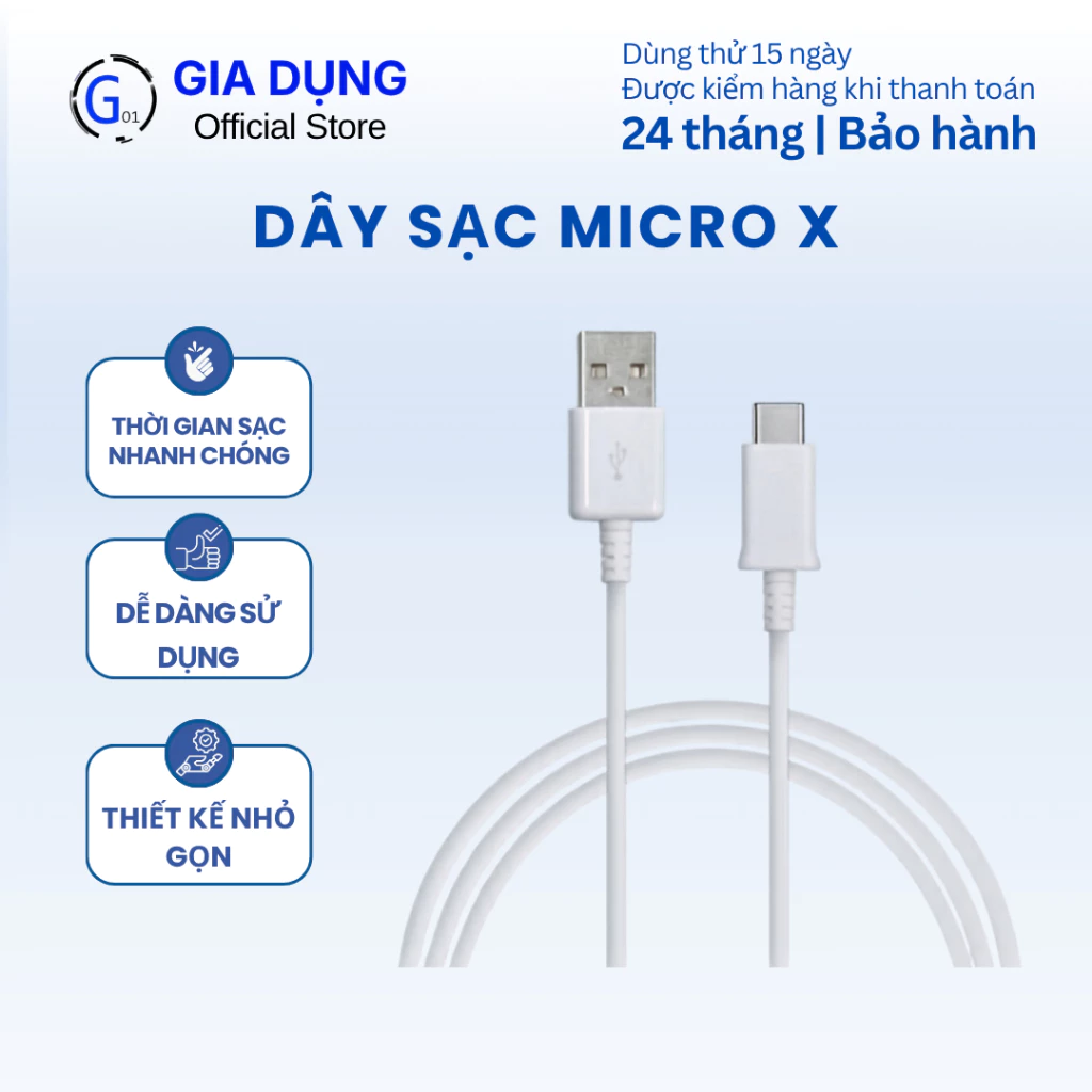 Dây sạc Micro X – Cáp sạc tiện dụng cho micro, dây sạc pin micro nhỏ gọn, dễ sử dụng