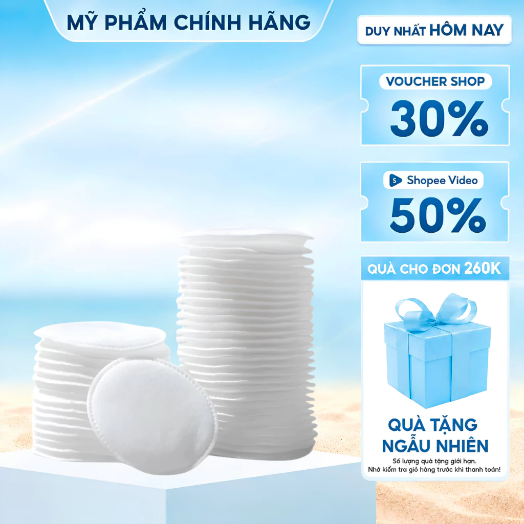 [ QUÀ TẶNG KHÔNG BÁN ] 5 CHIẾC BÔNG TẨY TRANG COTTON CAO CẤP – MỀM MỊN, THẤM HÚT TỐT, CHĂM SÓC LÀN DA MỖI NGÀY