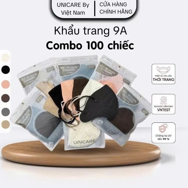 [LIVE KOC] UNICARE Combo 100 Chiếc Khẩu trang 9A Unicare che kín mặt, Khẩu trang kháng khuẩn cao cấp