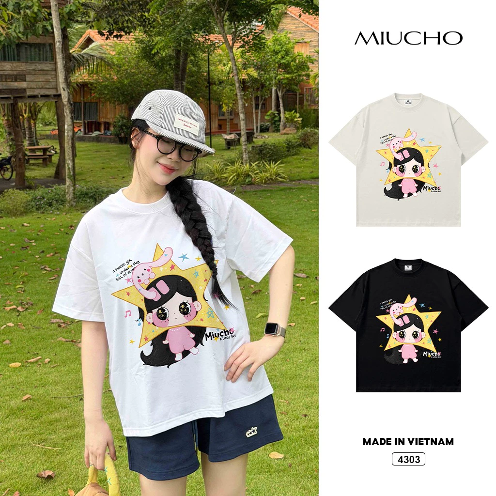 Áo thun nữ form boxy thoáng mát little star girl Hàn Quốc Miucho 4303