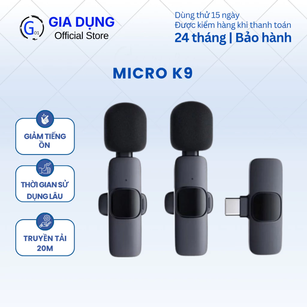 Micro K9 – Micro không dây tiện dụng, âm thanh rõ nét, thiết kế nhỏ gọn, phù hợp hát karaoke