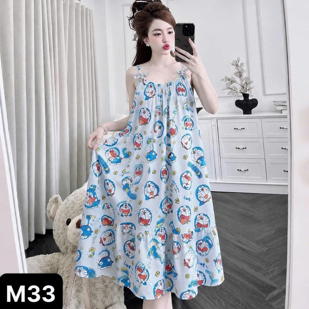 Váy Ngủ N1 2 Dây Hoa Nhí Dễ Thương, Mát Mềm, Dáng Xinh