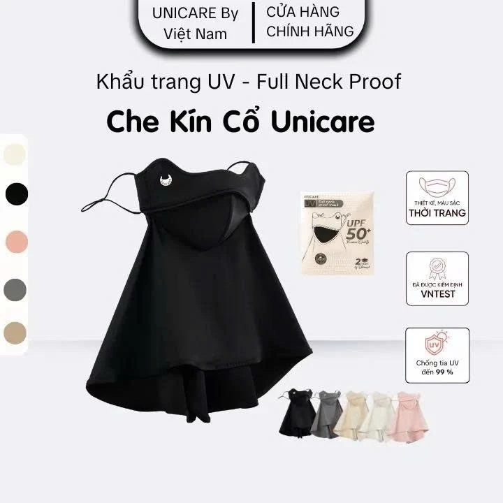 [LIVE KOC] Khẩu Trang Chống Tia UV Che Kín Cổ Unicare Full Neck Proof Mask - Vải Lụa Mềm Chống Nắng Tối Ưu