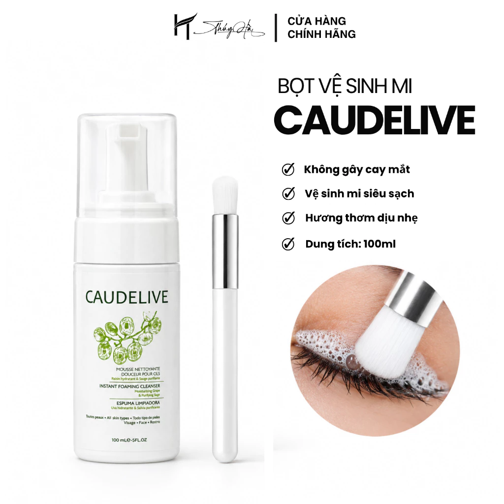 Tạo bọt vệ sinh mi CAUDELIVE, làm sạch mi trước khi nối, loại bỏ dầu nhờn bụi bẩn, Dung tích 100ml Thúy Hà