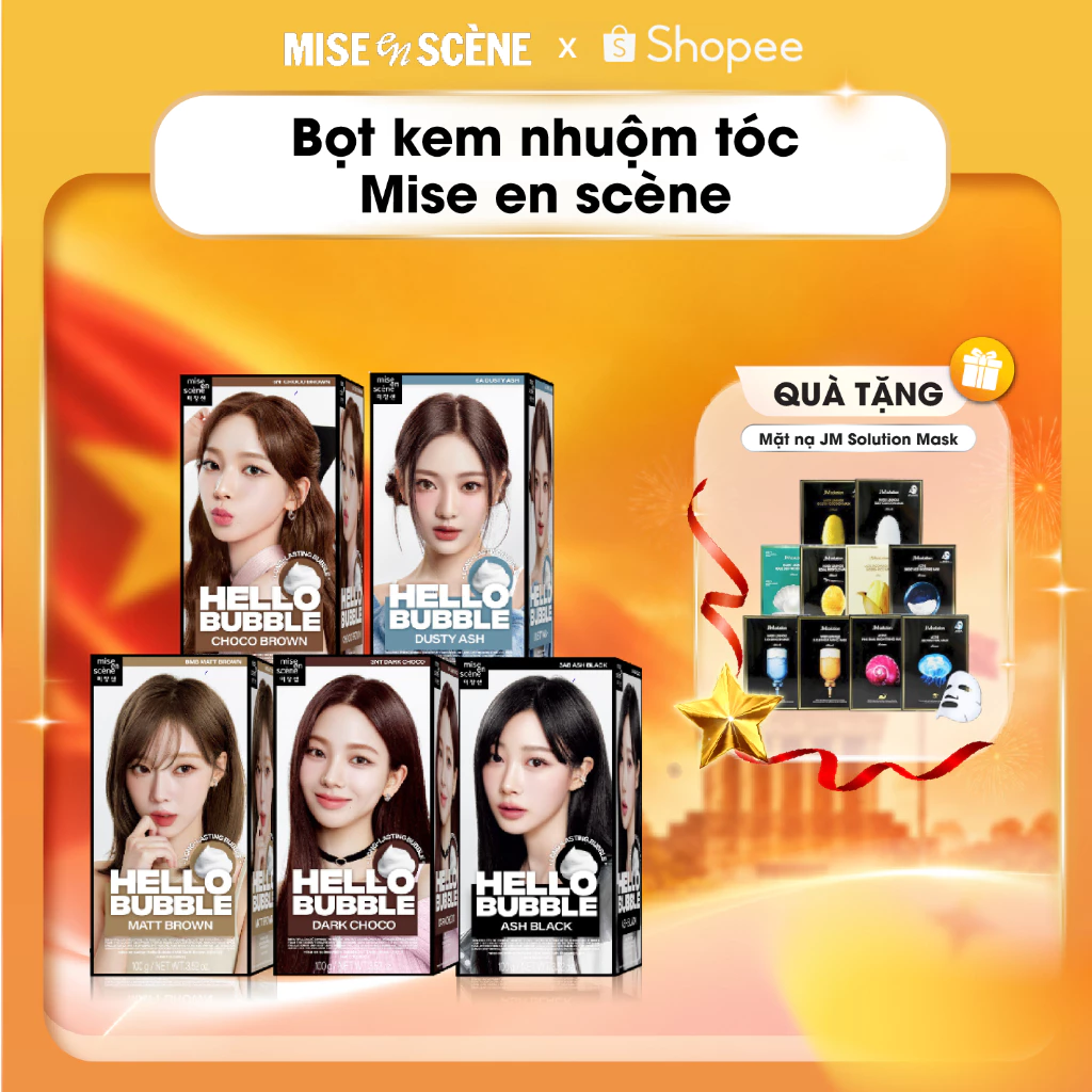 (BẢN MỚI) Nhuộm tóc mise en scène Hello Bubble Hàn Quốc Dạng Bọt Dễ Sử Dụng, Lên Màu Chuẩn 100g