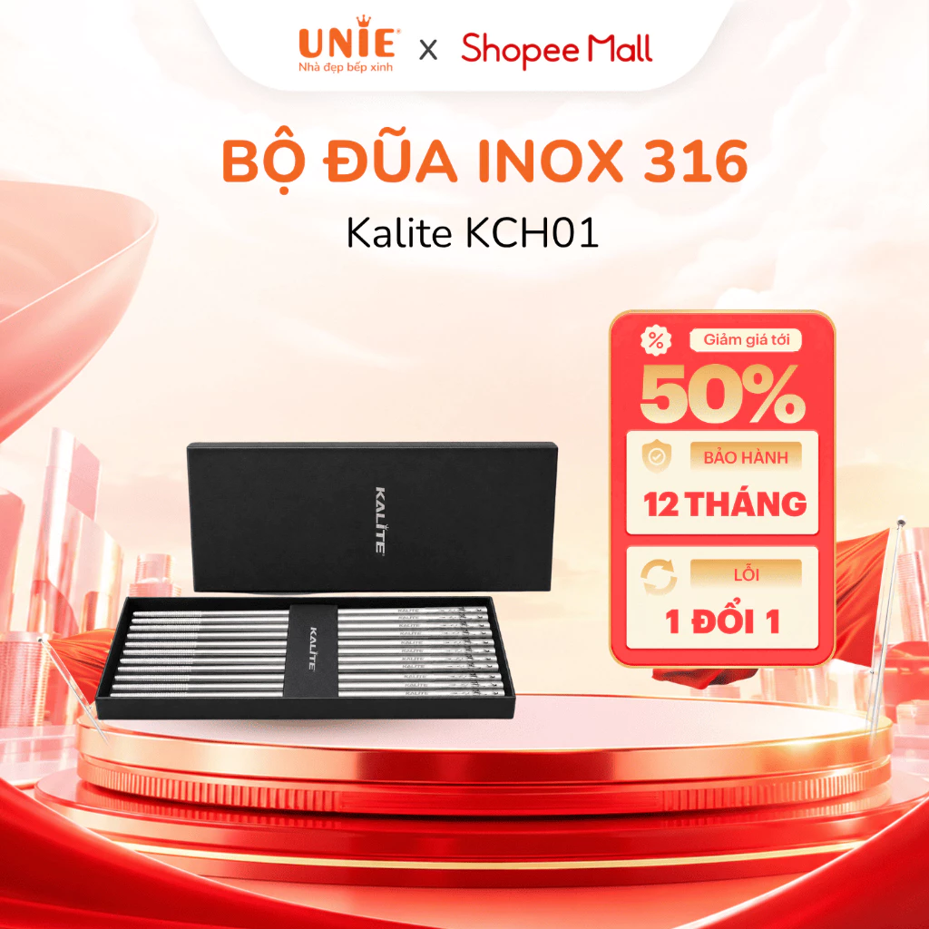Bộ Đũa Inox 316 KALITE KCH01 Chất Liệu Inox 316 Cao Cấp Kháng Khuẩn - 5 đôi đũa - An Toàn Cho Sức Khỏe Gia Đình